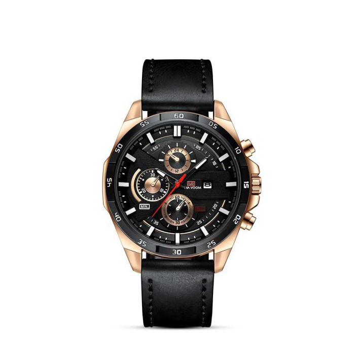 Jam Pria ✅COD Jam Tangan Pria Anti Air ORI VAVA VOOM 216 Strap Kulit Kuarsa - Hitam Best Seller JamT