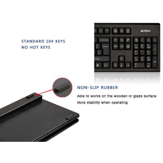 Keyboard mouse a4tech wireless 2.4ghz bundle combo membrane 104 keys 500hz optical 2000dpi padless v-track 3100n 3100