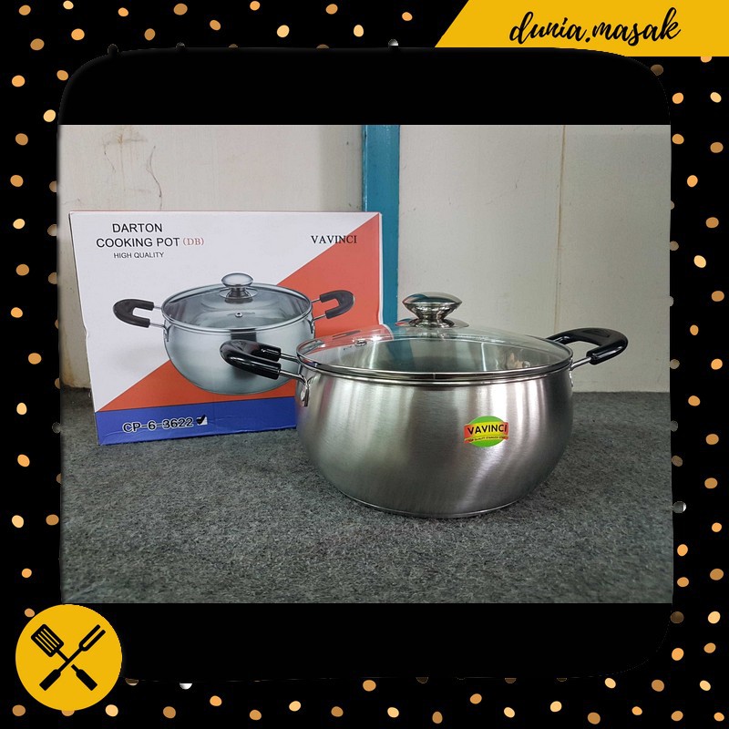 Panci Soup Stainless Vavinci Darton Cooking Pot 22 Cm Unik Murah Berkualitas