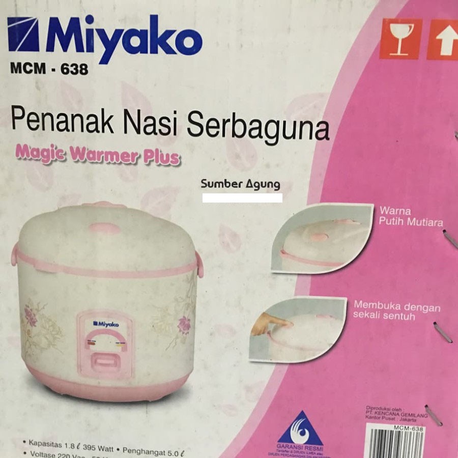 MCM638 Miyako Rice Cooker Penanak Nasi Magic Com Penghangat 1.8 Liter