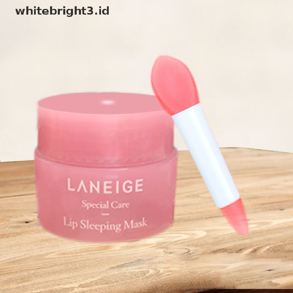 (whitebright3.id) Brush Silikon Mini Kepala Ganda Warna Pink Untuk Masker Bibir