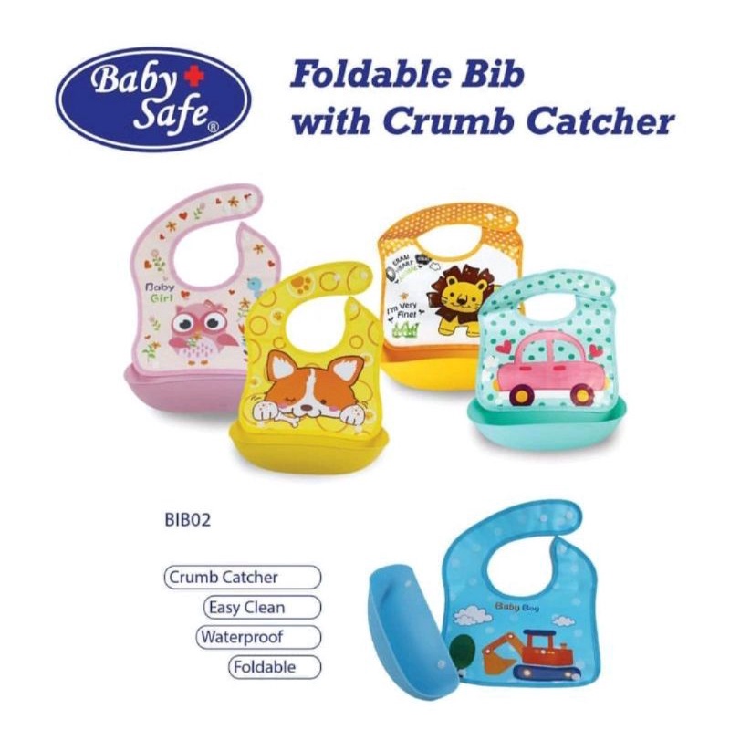 Babysafe Bib02 Foldable BIB with Crumb Catcher/ Celemek makan - BIB02