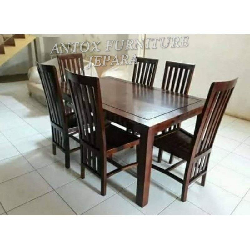 meja makan minimalis kayu jati mebel Jepara