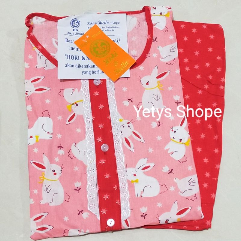 CP Full Kancing Hoki&Sheila LD110 Baju Tidur Piyama Standart [Part 1]-RabbitStar HS Merah