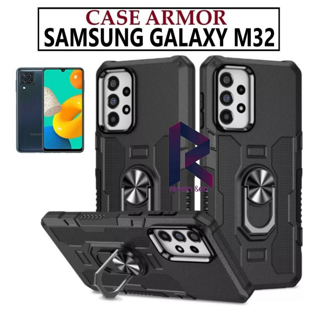 Case Armor SAMSUNG M32 Iring Cincin Magnetic Kesing Hp Protect kamera Premium Hard Case Standing Robot Pelindung Kamera