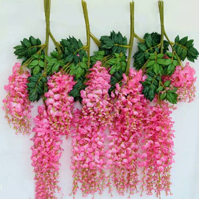 PROMO DAUN BUNGA  JUNTAI  HIAS WISTERIA PINK DEKORASI  HIASAN 