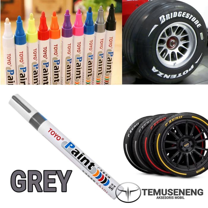 Abu Grey Spidol Ban Warna Roda Mobil Motor Toyo Paint Marker Ori Karet