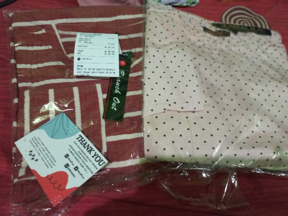 Kaos Motif Lengan Panjang Katun Waffle