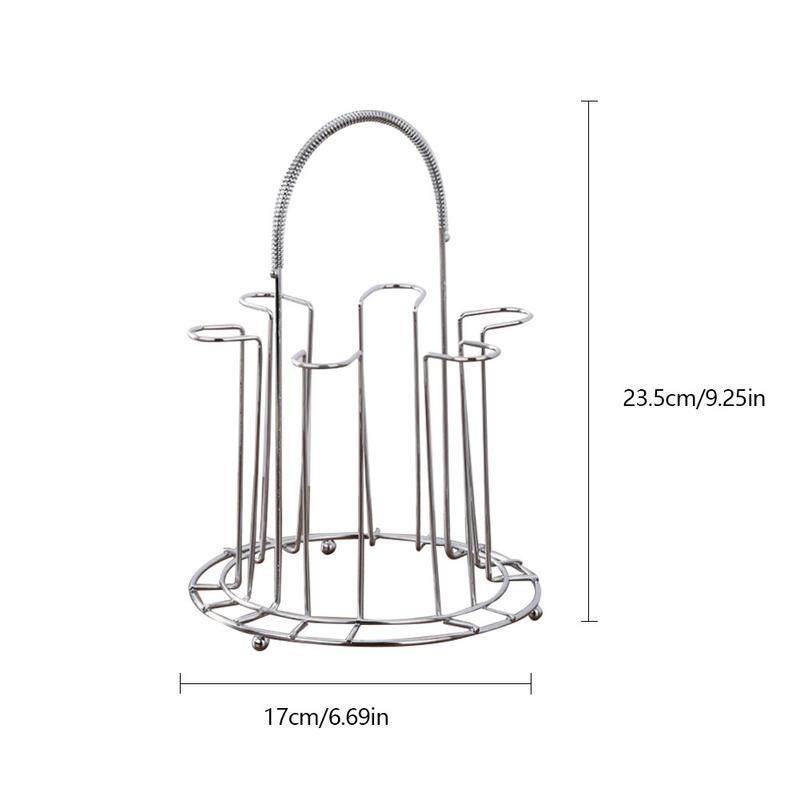 Mi.more Rak Gelas 6Cups Perak Stand Holder Cangkir Stand Gelas Sampanye Dengan Sasis Putih /Stand Glass Stainless Tempat Cangkir / Gelas Stand / Tempat Gelas Gantung