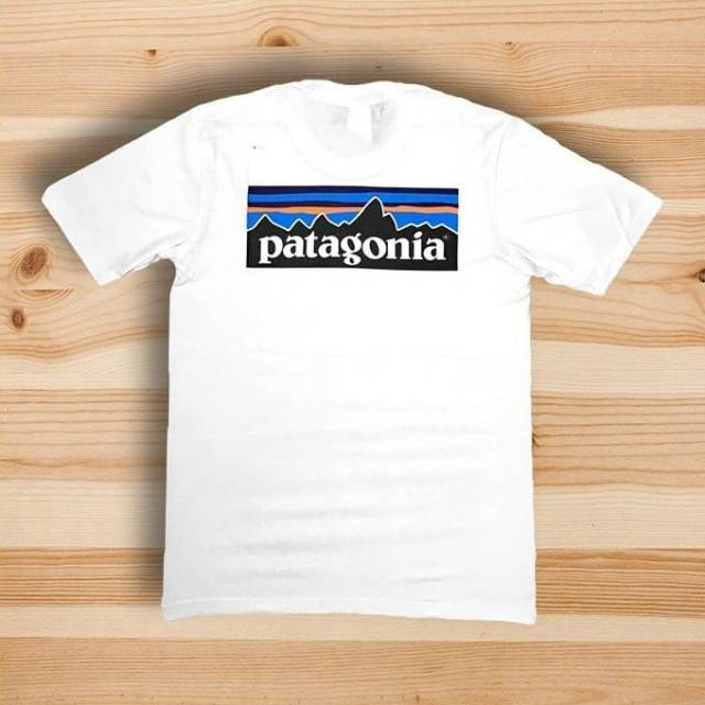 TSHIRT KAOS BAJU PATAGONIA LOGO WHITE AUTHENTIC ORIGINAL
