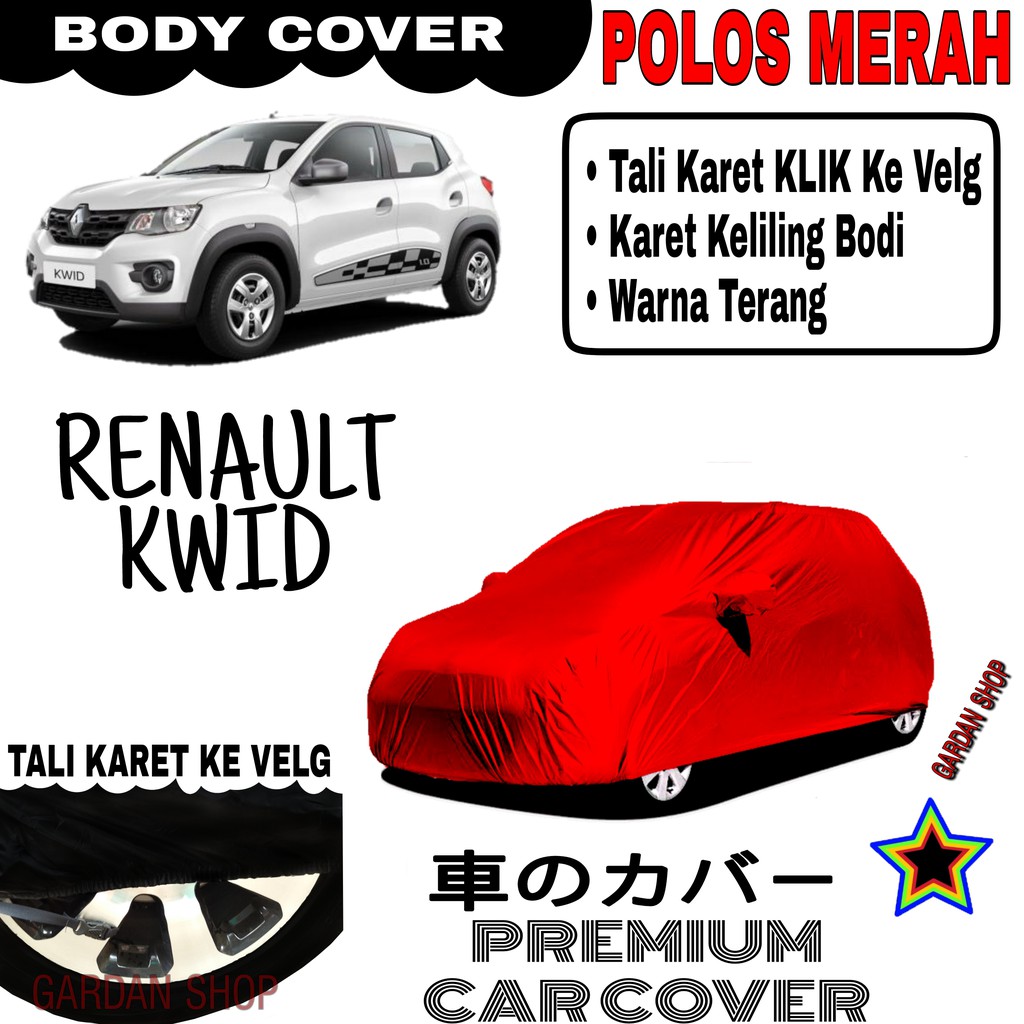 Sarung Mobil RENAULT KWID Polos MERAH Body Cover Penutup Body Kwid PREMIUM