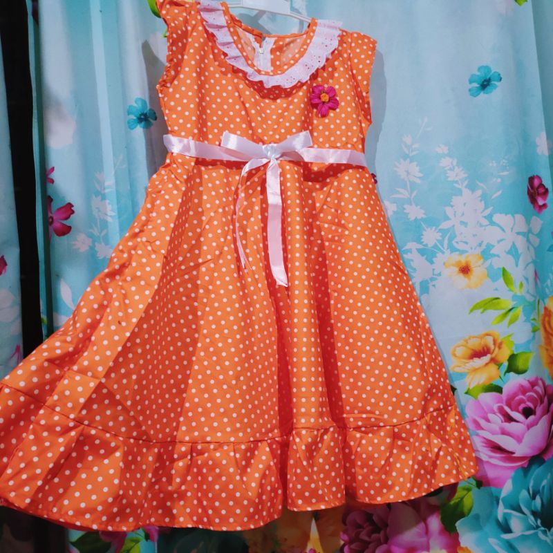 Dress anak 4 5 tahun gaun anak cewek katun rempel baju anak cewek perempuan ( dress polka Dinda )