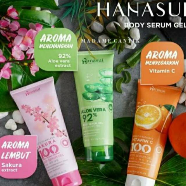 CS1 HANASUI (✔️BPOM) Body Serum Gel 200mL | Aloe Vera Vit C Sakura gel tubuh