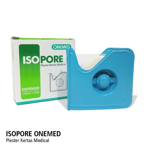 1BOX isi 24 PCS - Isopore 1,25cm x 9,2m + Dispenser Onemed Plester Kertas Medical