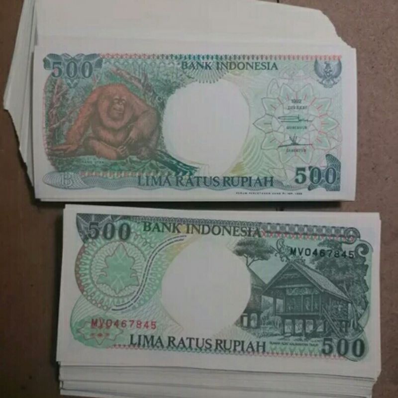 bundle gepok uang kuno 500 otan gress