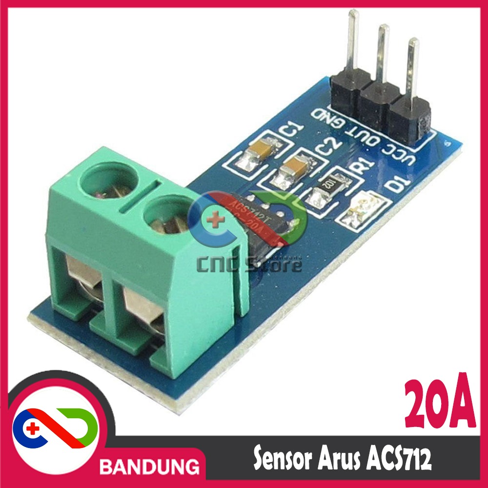 SENSOR ARUS ACS712 20A RANGE HALL CURRENT SENSOR MODULE FOR ARDUINO