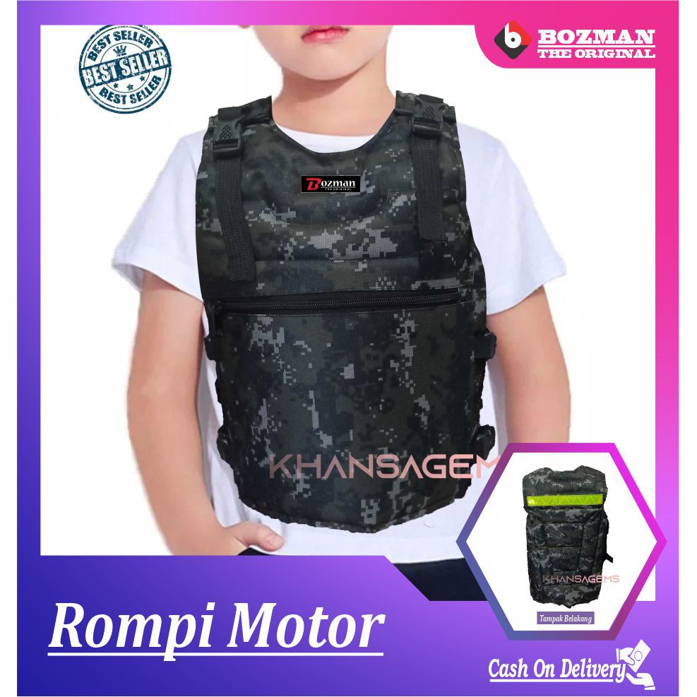 Rompi Motor Anak Anti Angin Motif Loreng Pelindung Dada Junior