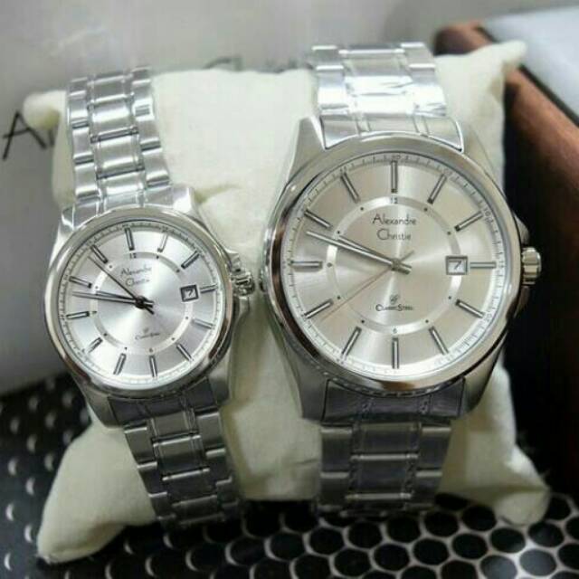 Jam Tangan Couple Alexandre Christie AC8502 Original Silver