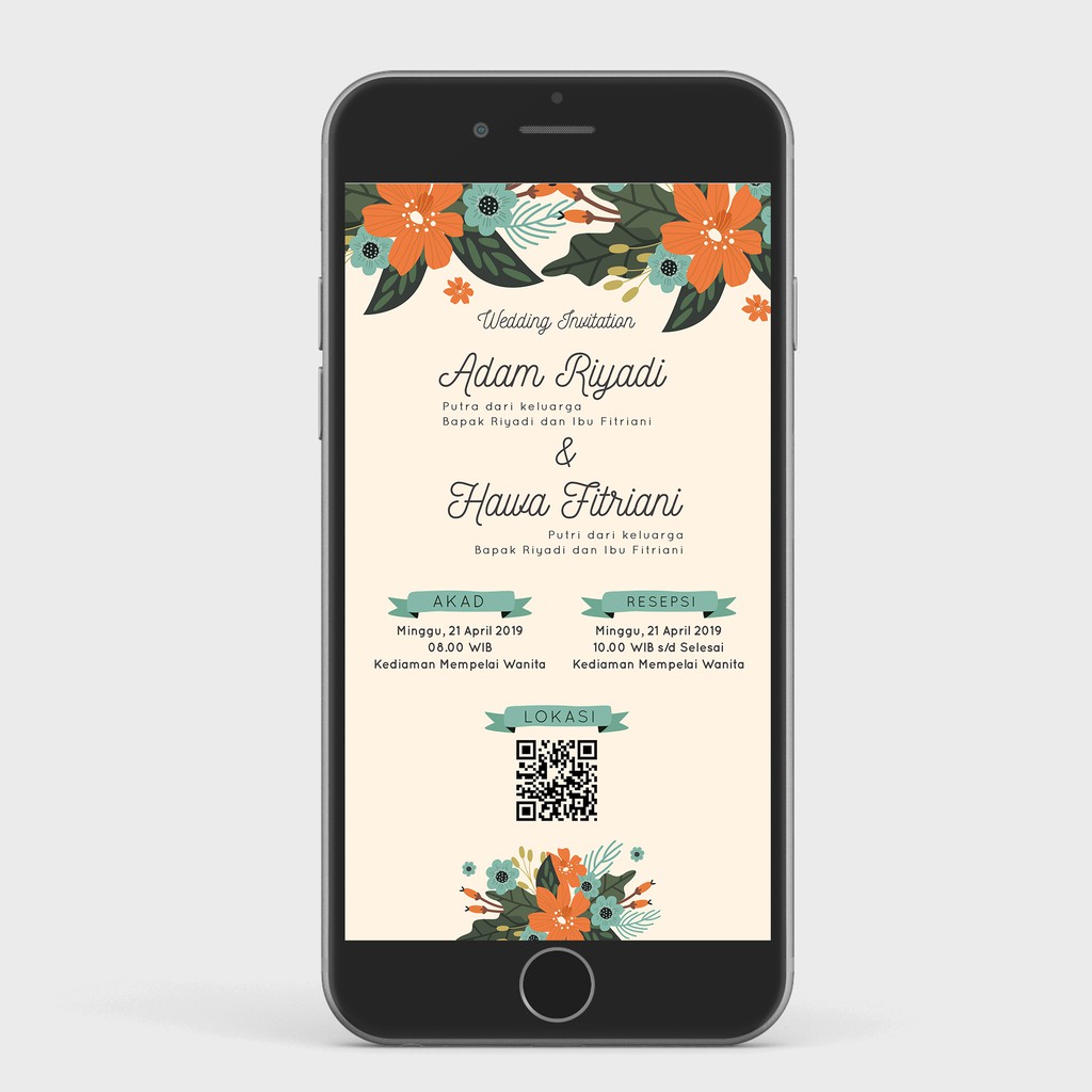 Undangan Pernikahan Digital/Wedding E-Invitation Floral Lucu Unik A21