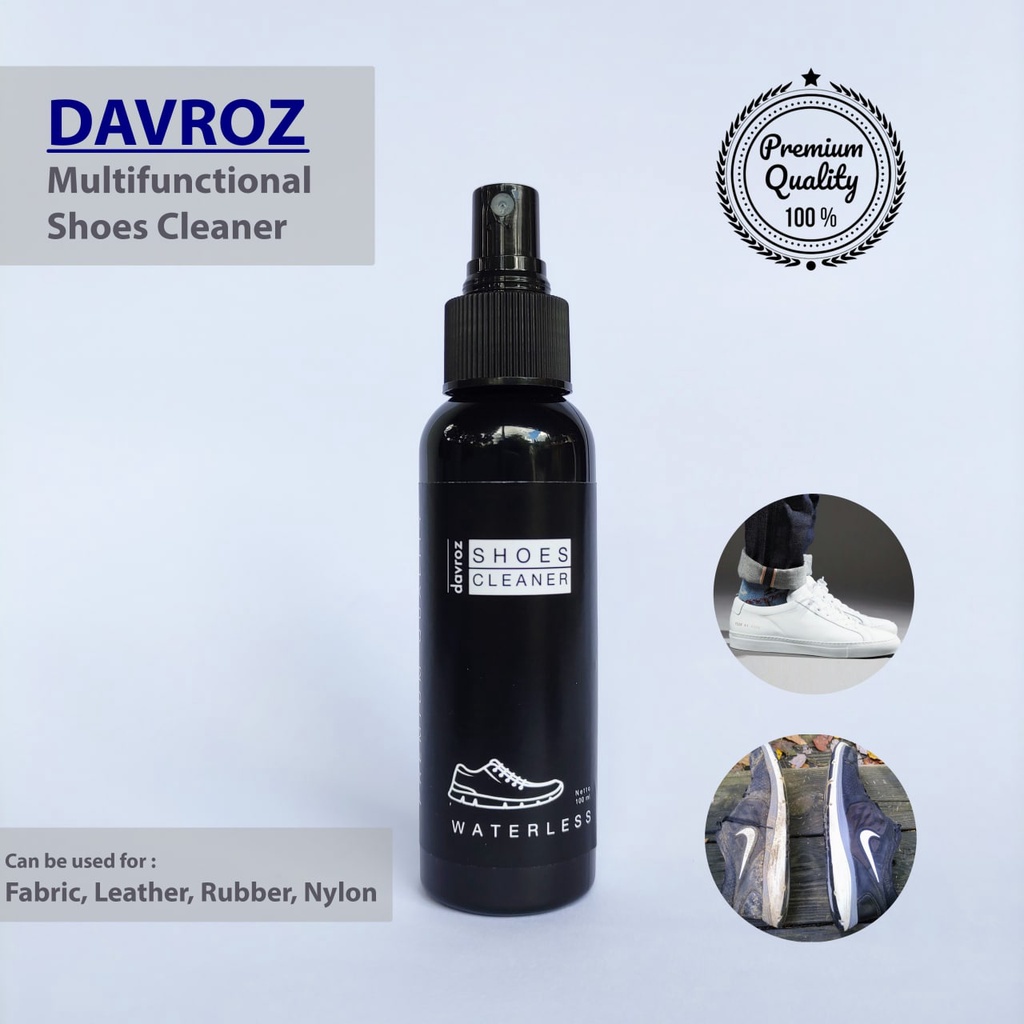 Davroz Shoes Cleaner 100 ml | Pembersih Sepatu dengan Microfiber dan Brush Davroz Shoes Cleaner 100 ml | Pembersih Sepatu dengan Microfiber dan Brush Cairan Pembersih Sepatu Sneakers Sepatu Menguning Sepatu Kulit Sepatu Putih Pembersih Sepatu Tanpa Air