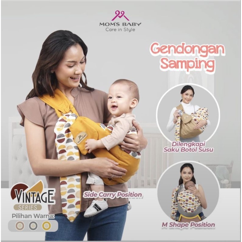 Mom's Baby Gendongan Bayi Samping  (bisa u/ newborn) Vintage Series - MBG 1018