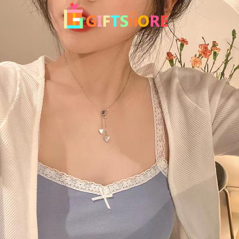 ✨COD Shell Liontin Cinta Kalung Gadis Rumbai Cahaya Mewah Niche Design Aksesoris High-end-GS