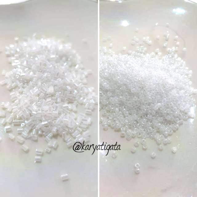 Mote Manik Payet Bambu Pendek / Pasir Semi Jepang KING 10 Gram - Putih Susu