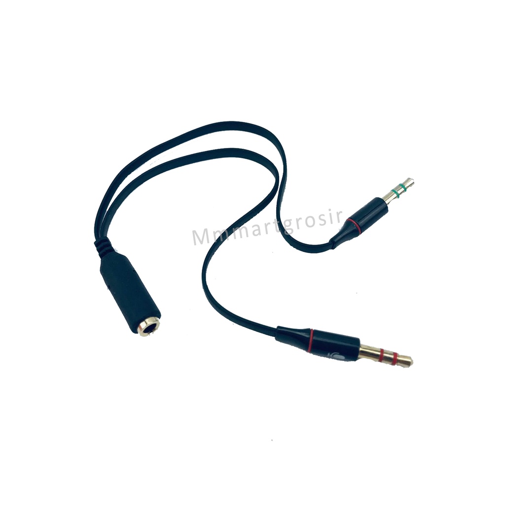 Kabel Audio / Kabel Audio Jack Splitter Mic / Headset 1 Female to 2 Male 3.5mm