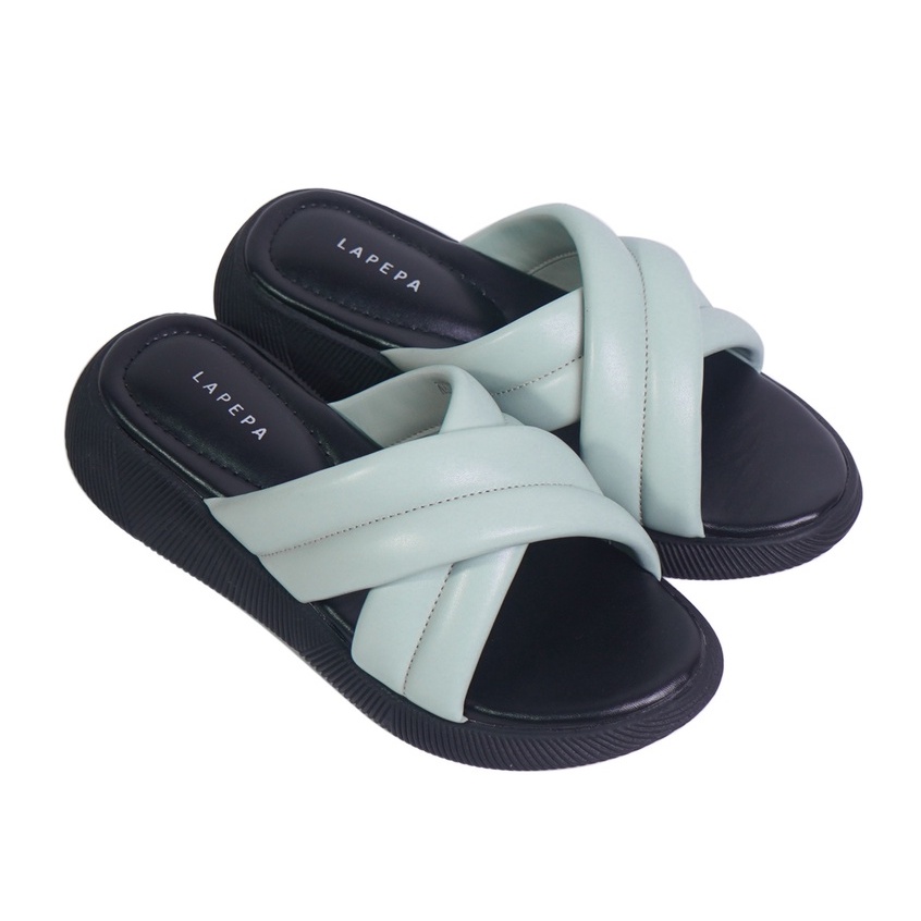 LAPEPA STORE - NADHIRA Mint Sandal Wanita Wedges | sendal selop pergi wanita hak sedang 3cm warna hi