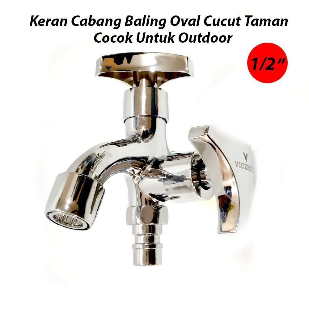 Kran cabang kamar mandi wastafel mesin cuci double dua shower 1/2 inch Kran Cabang 2 Keran Shower