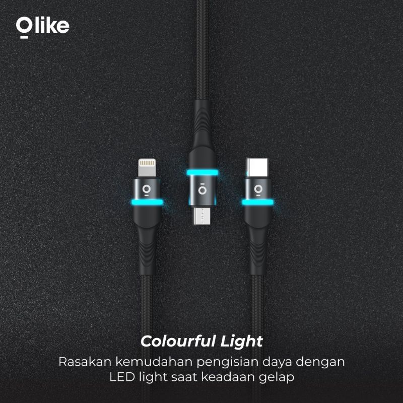 KABEL DATA LED LIGHTNING FOR IPHONE FAST CHARGING 2.4A 100CM OLIKE D101