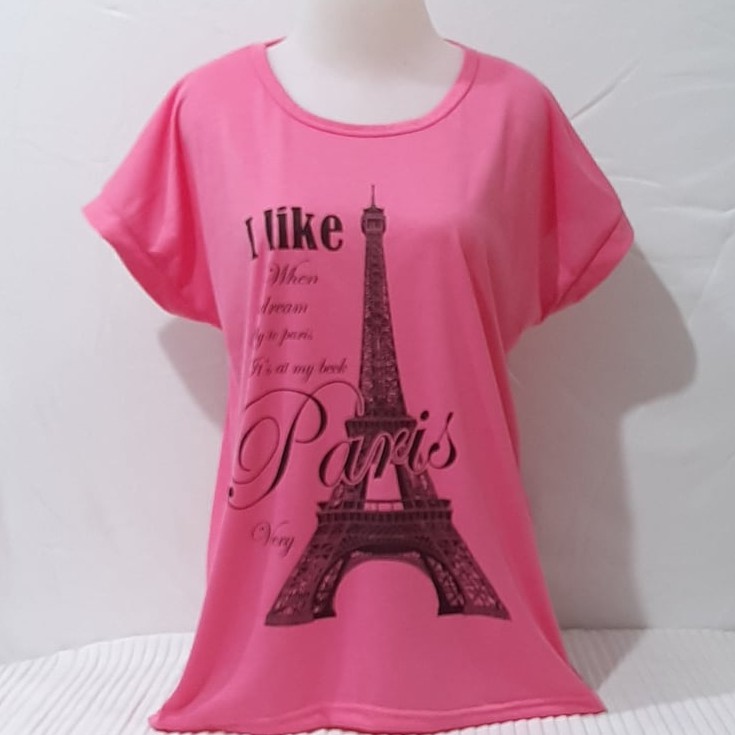 Kaos jumbo motif I LIKE PARIS murah meriah harga grosir