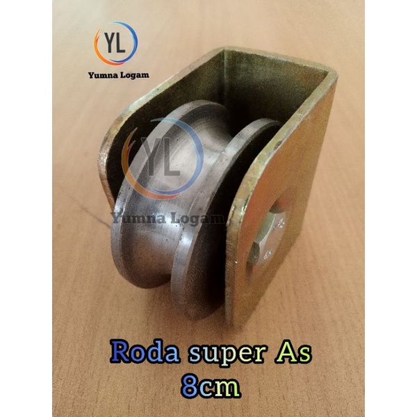 roda bubut As Super 8cm pagar besi rel bulat/siku (U/V)