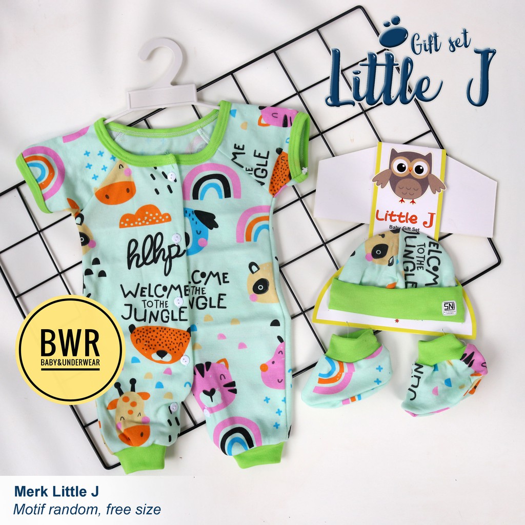 Setelan Anak LITTLE J | Setelan Jumper Kodok + Topi + Kaos kaki Motif Lucu Random || Bwr IX