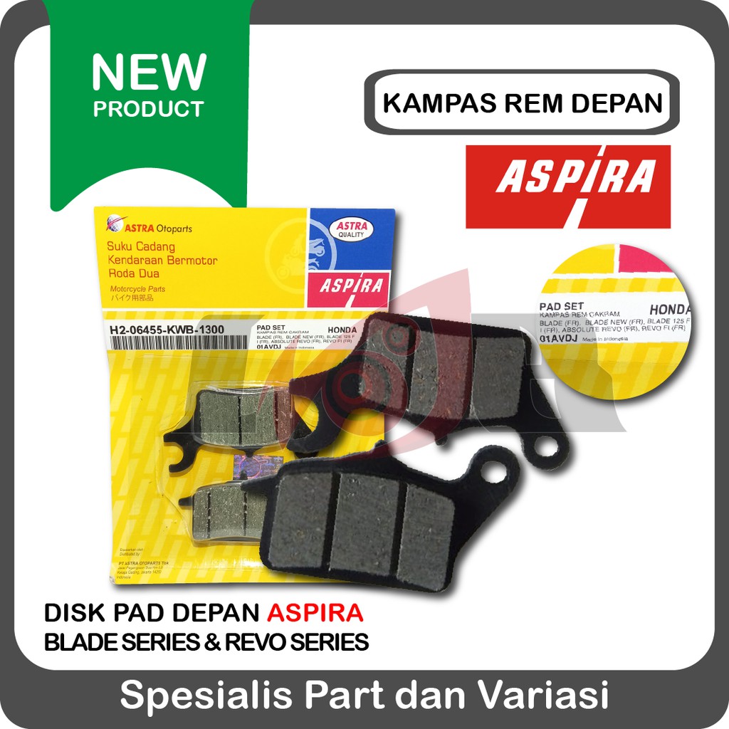 Aspira Disc Pad Blade Old New 125 Revo Absolute FI Kampas Rem Cakram Depan KWB