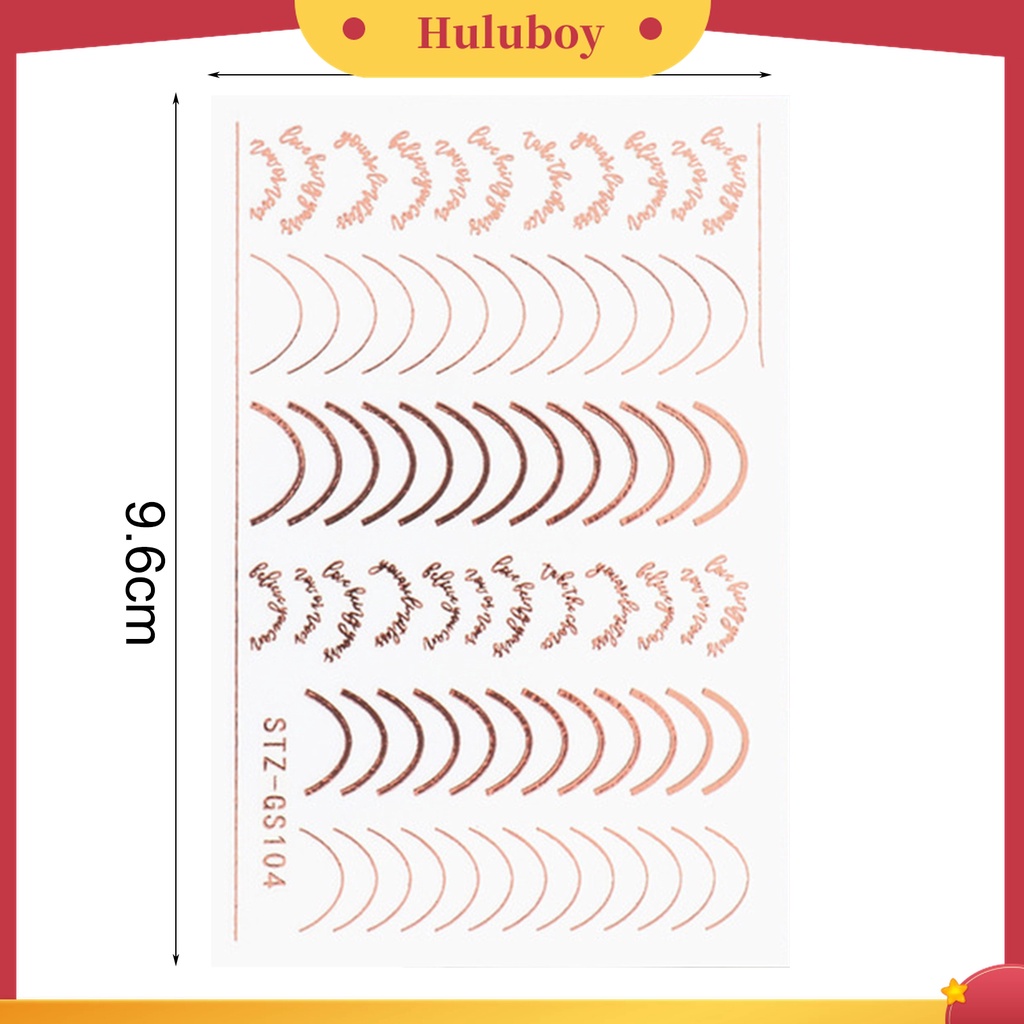 Huluboy Huluboy♡ Strip Kuku 3D Bentuk Setengah Bulan Warna Rose Gold Untuk Manicure Wanita