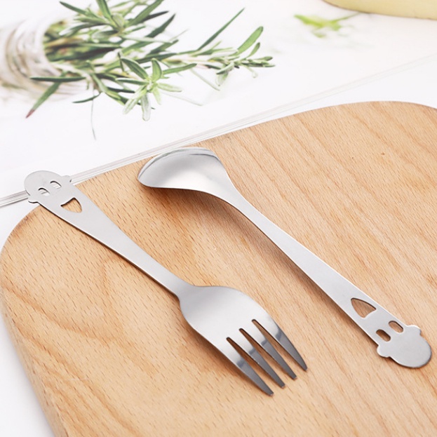 [Harga Grosir]Sendok Garpu Sumpit Es Krim Bentuk Hati Bahan Stainless Steel Anti Slip Dapat Digunakan Kembali Untuk Anak/Hot Sale