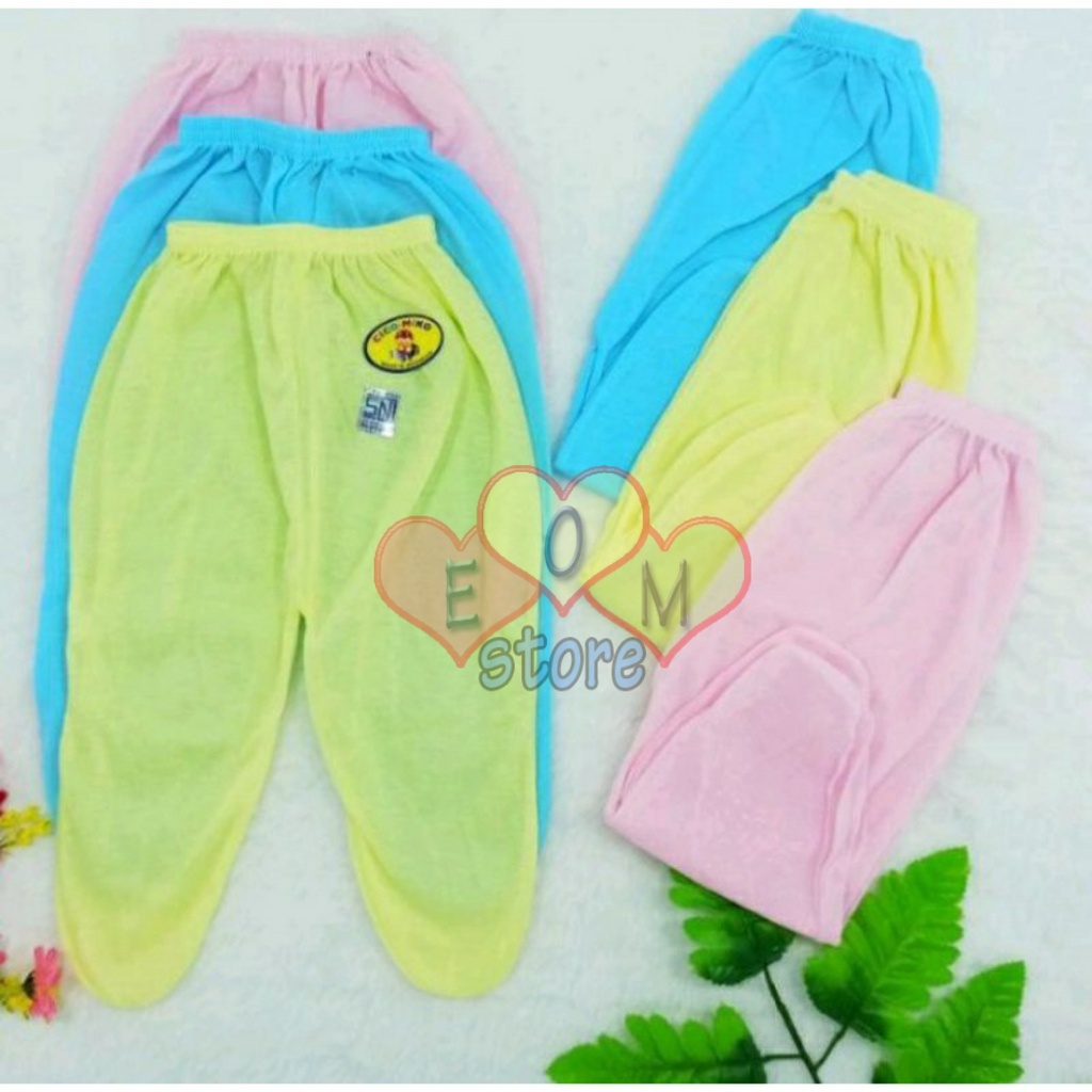 1 LUSIN / 6 PCS CELANA PANJANG BAYI BUKA / TUTUP - WARNA POLOS