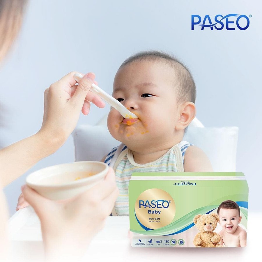Paseo BABY TISSUE / Tisu Kering Bayi (130sheets/3ply) Facial Pure Soft