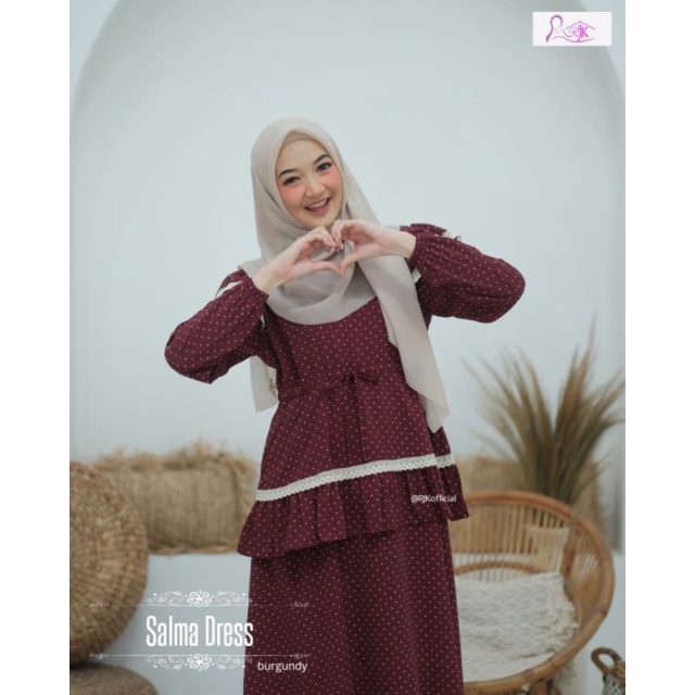 In Stock Salma Dress Maroon By RJK Gamis Kekinian Gamis Murah Gamis Cantik Dan Original