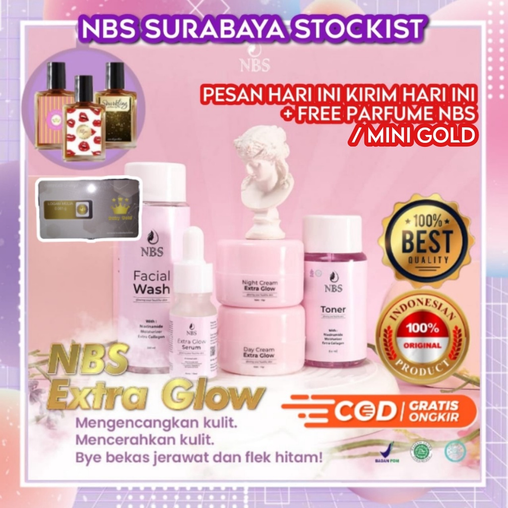 NBS SKINCARE EXTRA GLOW ULTIMATE PEMUTIH PENGHILANG JERAWAT BPOM HALAL ORIGINAL-EXTRAGLOW + MINI GLD
