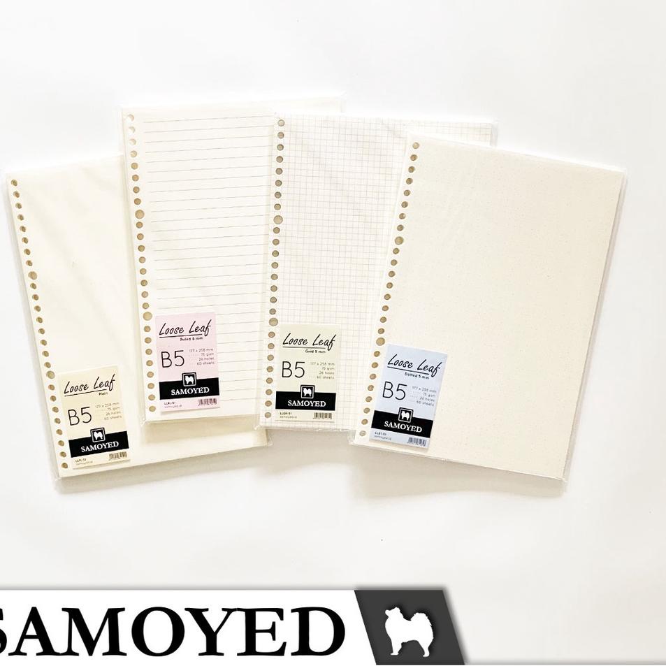 

kuyr592 Loose Leaf B5 , 26 Holes isi 60 Lembar Samoyed LL-51 Plain Ruled Grid Dotted Polos Garis Kotak Titik lmmj677