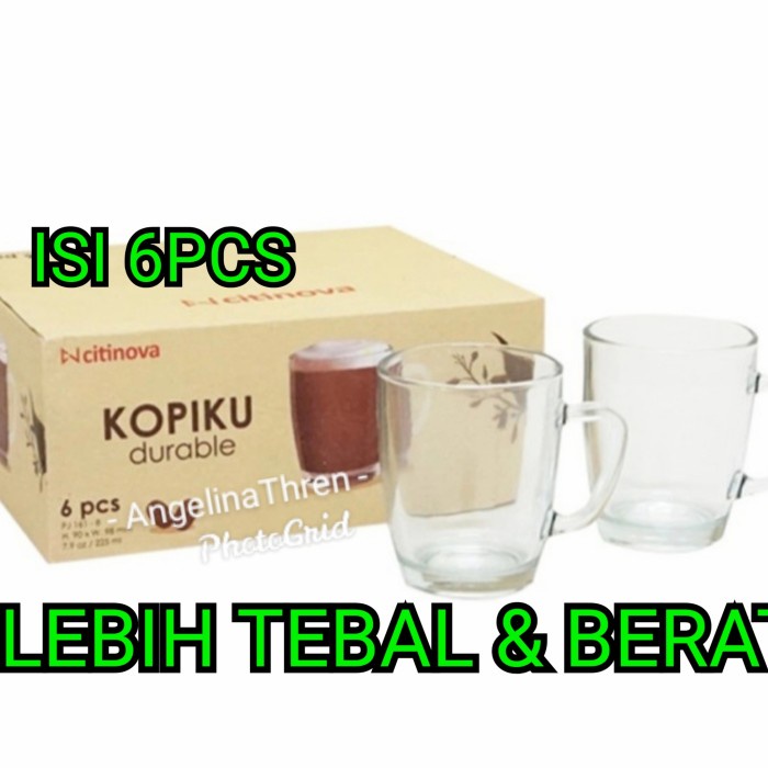 6PCS Gelas KopiKu citinova - Gelas Kaca Gagang Premium Citinova