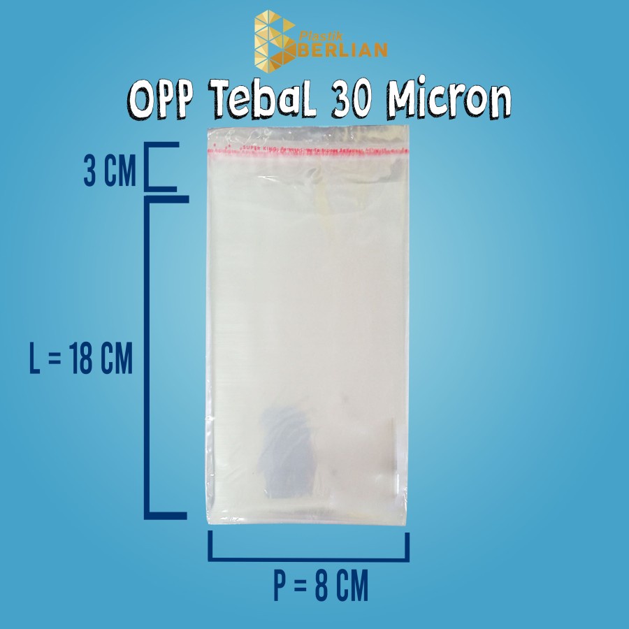 

8 X 18 cm Plastik OPP TEBAL 30 MICRON (100 lbr)