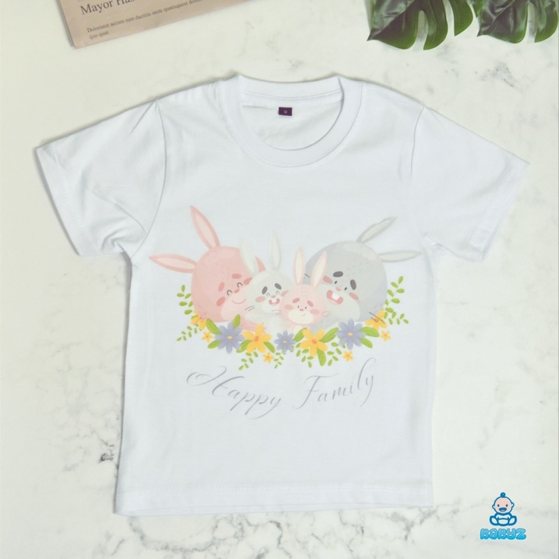 Kaos T-Shirt Baju Anak Laki Laki Perempuan Unisex Family Shirt Model Rabbit Family