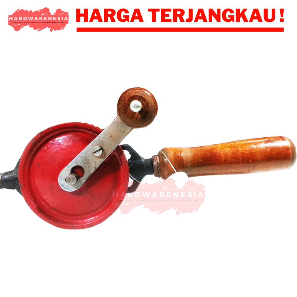 Bor Tangan Manual 1/4" Gagang Kayu / Manual Hand Drill