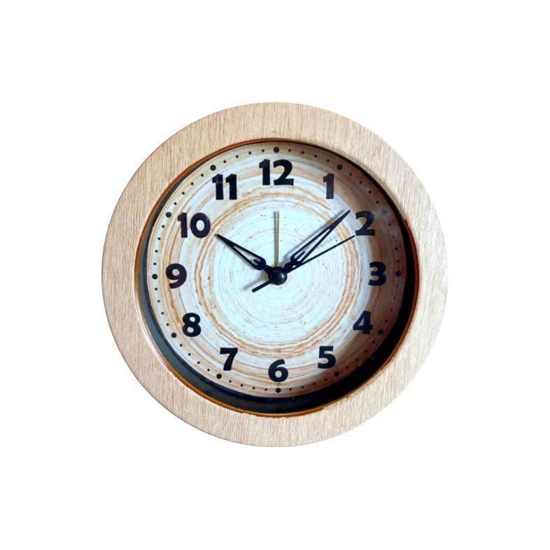 Jam Meja Minimalis Alarm Clock Weker Beker Motif Kayu Free Baterai 889