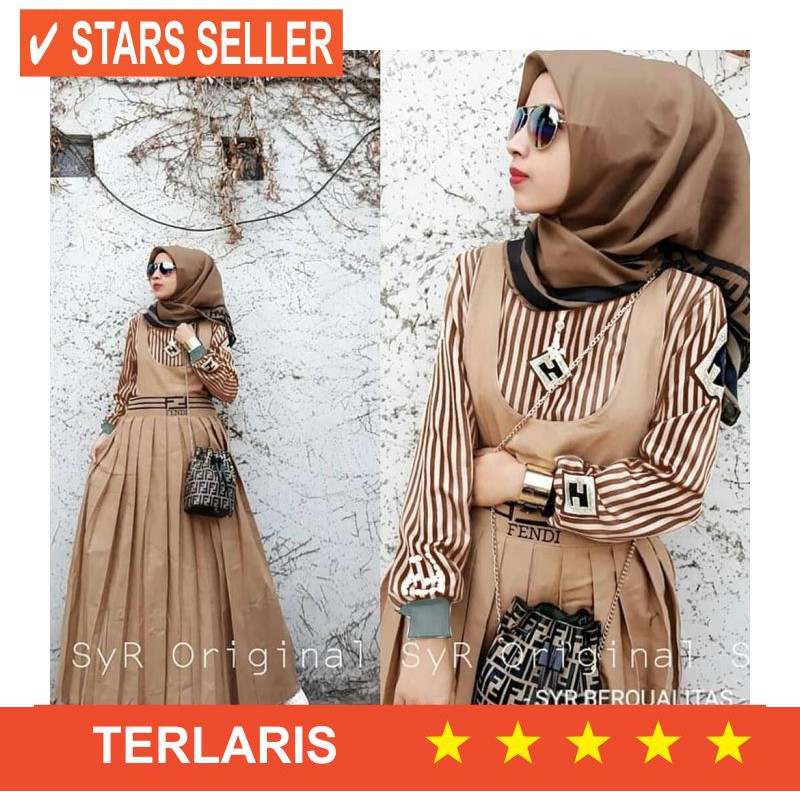 VANILA HIJAB MURAH BARU DRESS JUMBO BESAR LD 110 XL XXL XXXL / Fendi Set Gamis / Dress Muslim /