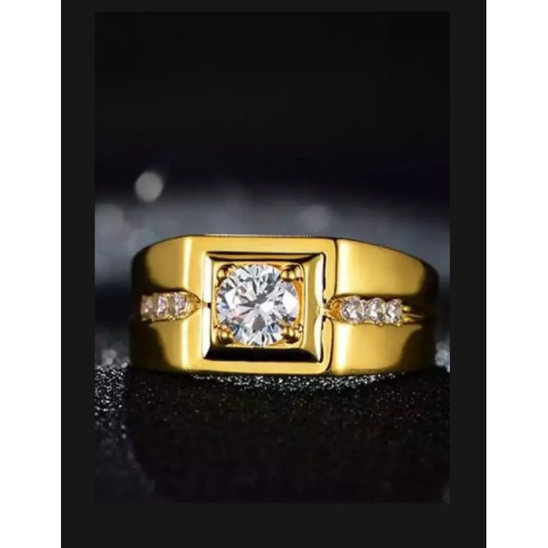 cincin pria mewah permata berlian dengan lapisan mas cincin titanium anti luntur