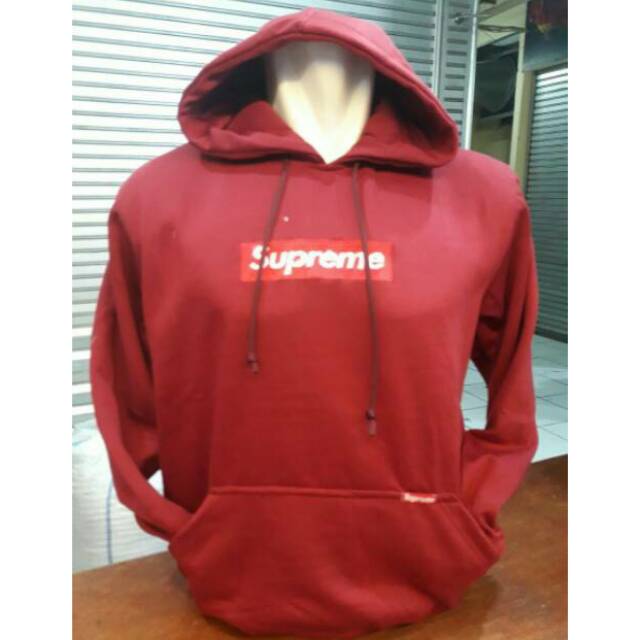 Jaker sweater hoodie supreme merah logo box
